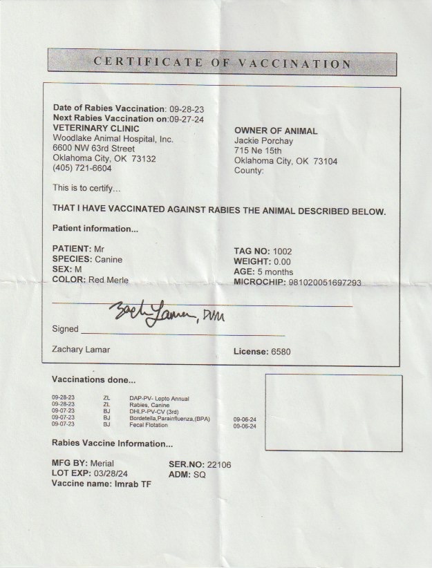 Vet Health Certificate